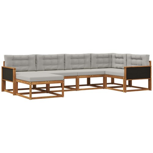 vidaXL Zunanja garnitura za sedenje 6 pcs Naravna in svetlo siva, (5000281650) Cene
