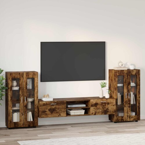  Set TV komoda FLORIN 3 pcs Dimljeni hrast Konstruirano drvo Slike