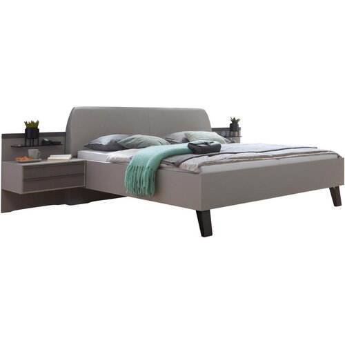 Dieter Knoll POSTELJNA GARNITURA 180 cm x 200 cm , steklo, tekstil, leseni material rjava, siva Cene