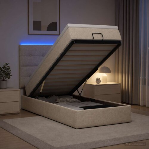  od pjene s madracem i LED-om Krem 90 x 190 cm Tkanina Cene
