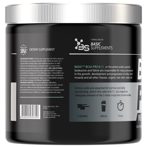 Basic Supplements bcaa pro 8:1:1 &amp;ndash; napredna formula za mi&amp;scaron;ićni oporavak i rast neutralan Slike