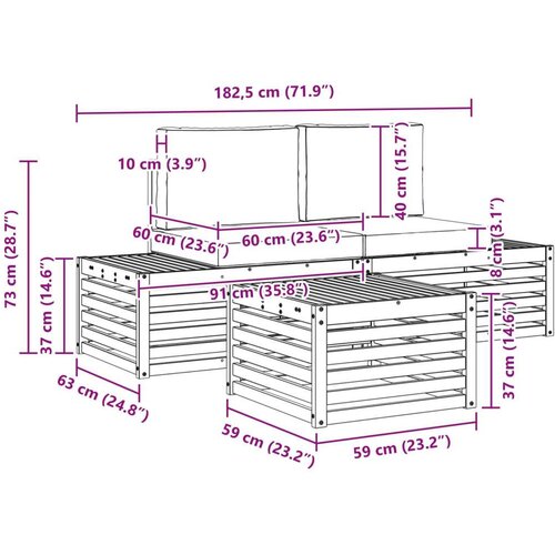  Set vanjskih sofa s jastukom 3 Komad Prirodna i antracit Slike