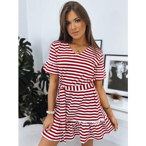 DStreet Red dress ZEFI with horizontal stripes Slike