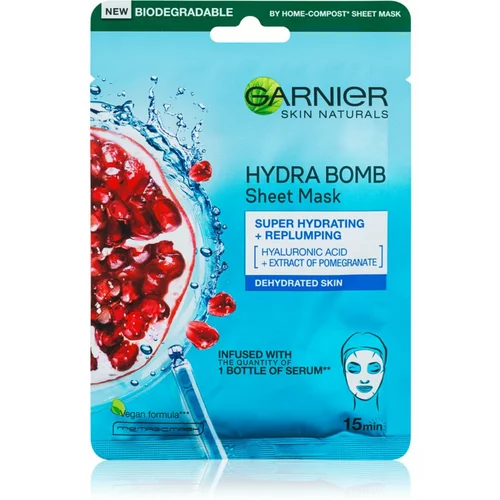 Garnier Skin Naturals Moisture+Aqua Bomb super vlažilna tekstilna maska za zapolnitev gub za obraz 1 kos