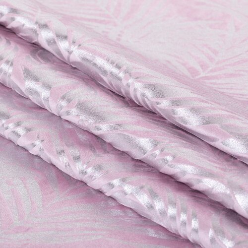  Curtain SILVERLEAVES color powder pink printed style glamor silver eyelets velvet 140x245 AmeliaHome Slike