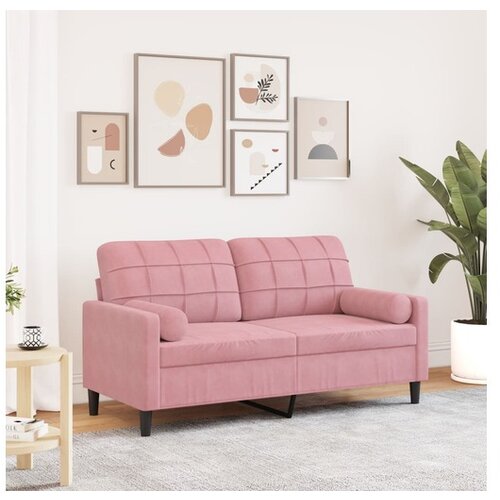 vidaXL Kavč dvosed z okrasnimi blazinami roza 140 cm žamet Cene