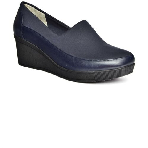 Fox Shoes R908059003 Navy Blue Genuine Leather Wedge Heels Women's Shoes Slike