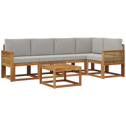 vidaXL Zunanja garnitura za sedenje 6 pcs Naravna in svetlo siva, (5000280605) Cene