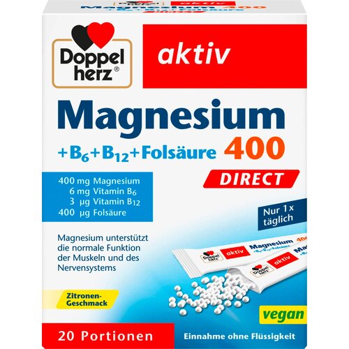 Doppelherz aktiv magnezij 400 + B6 + B12 + folna kiselina Direct - 20 vreć. Slike