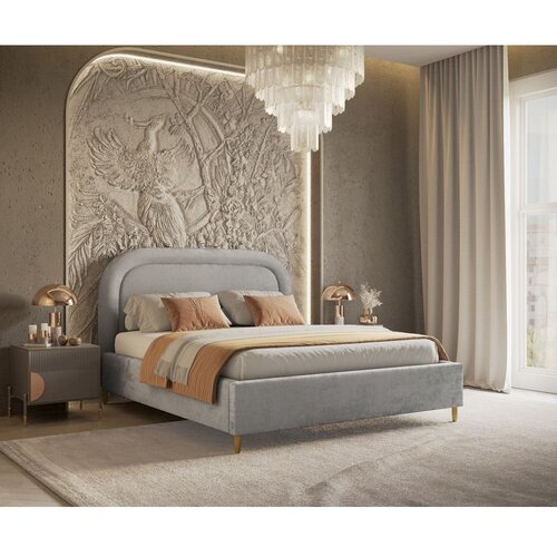 Maison de R&amp;ecirc;ve Svetlo siva oblazinjena zakonska postelja s prostorom za shranjevanje z letvenim dnom 160x200 cm Mija &amp;ndash; Slike