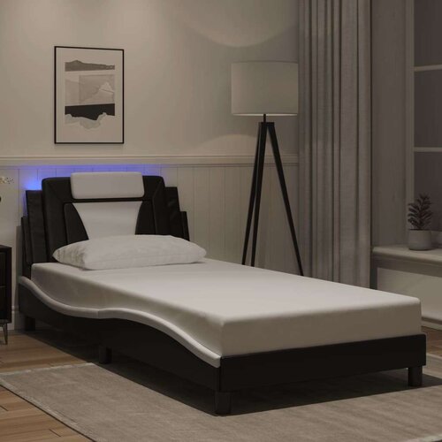 VidaXL Okvir kreveta LED crno-bijeli 100 x 200 cm od umjetne kože Slike