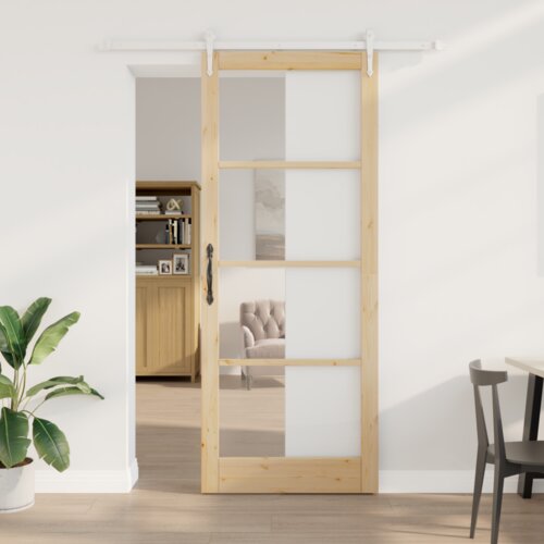  Klizna Vrata s Setom Hardvera 93x232 cm Čvrsto Drvo Bor Cijene