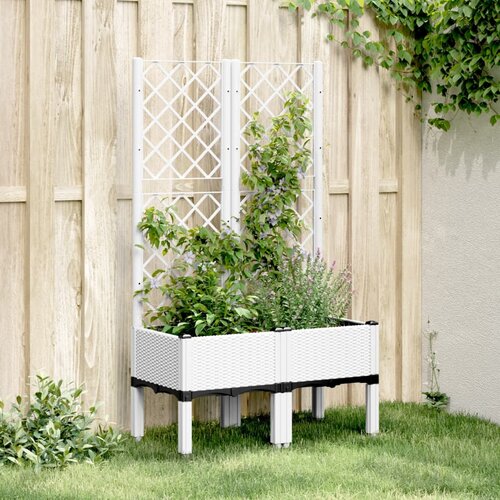 vidaXL Cvetlično korito z oporno mrežo belo 80x40x142 cm PP Cene