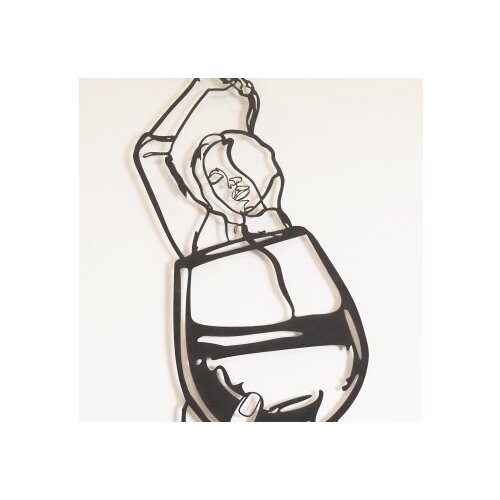 Wallxpert Zidna dekoracija Glass of Wine Girl-APT749 L, 48x99 cm, 1.2 mm, Crna Slike