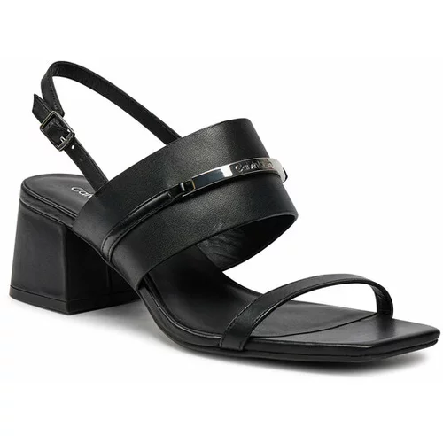 Calvin Klein Sandali Heel Sandal 45 Met Bar Lth HW0HW02056 Črna