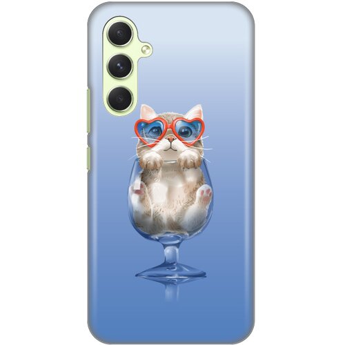silikonska maska za Samsung A546B Galaxy A54 5G Fuy Cat Print plava Slike