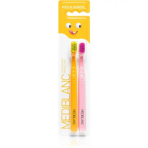 MEDIBLANC KIDS & JUNIOR Ultra Soft zobna ščetka za otroke 2 ks Orange, Pink 2 kos