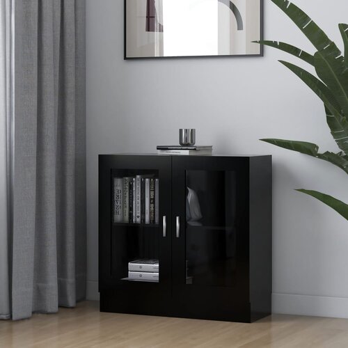 VidaXL Vitrina črna 82,5x30,5x80 cm iverna plo&amp;scaron;ča Slike