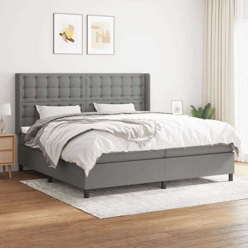  Box spring postelja z vzmetnico temno siva 200x200 cm blago, (20851582) Slike