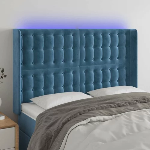  LED posteljno vzglavje temno modro 147x16x118/128 cm žamet, (20933212)