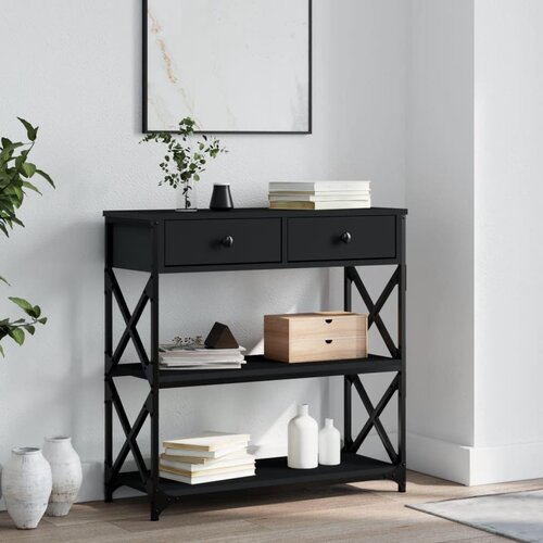 The Living Store Konzolna mizica črna 75x28x75 cm inženirski les - Konzolna Mizica, (21575056) Cene