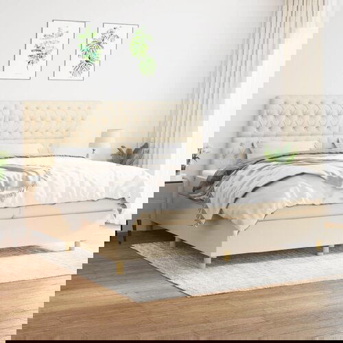The Living Store Box spring postelja z vzmetnico krem 200x200 cm blago - Box Spring Postelja, (21512501) Slike