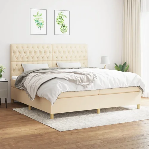 The Living Store Box spring postelja z vzmetnico krem 200x200 cm blago - Box Spring Postelja, (21512501)