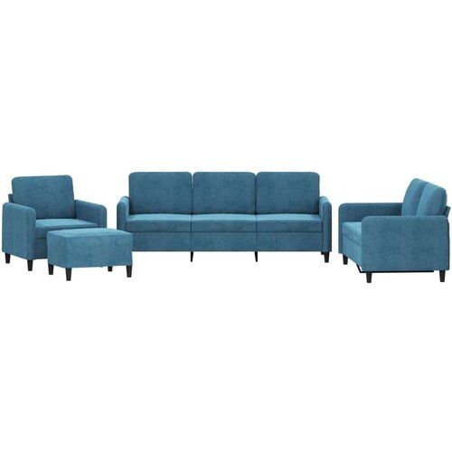 vidaXL 4-dijelna sofa garnitura plavi baršun Cijene