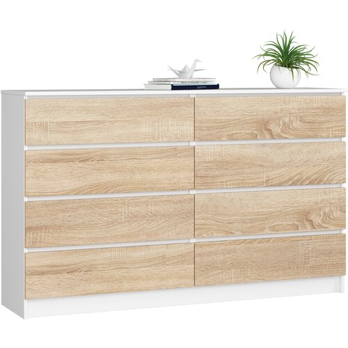 AKORD KOMODA K160 8SZ CLP BELO / SONOMA HRAST, (21703056) Cene