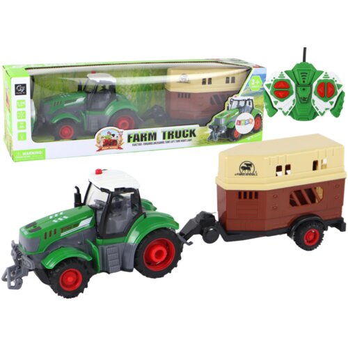 Traktor s prikolicom za životinje na daljinsko upravljanje 1:24 - zeleno/smeđi Slike
