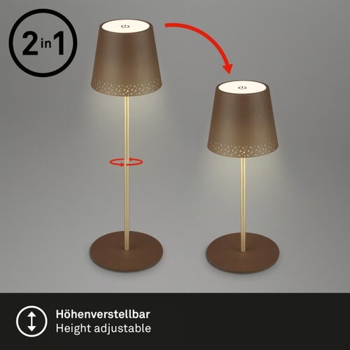 BRILO LED stona punjiva dodirna lampa KIKI LED/2,6W/5V IP44 2600 mAh braon Slike