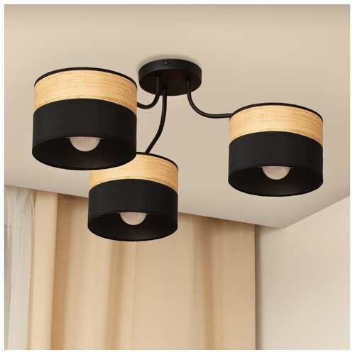  plafonski luster alba 3xE27/15W/230V, prečnik 66 cm, crna/braon Cene