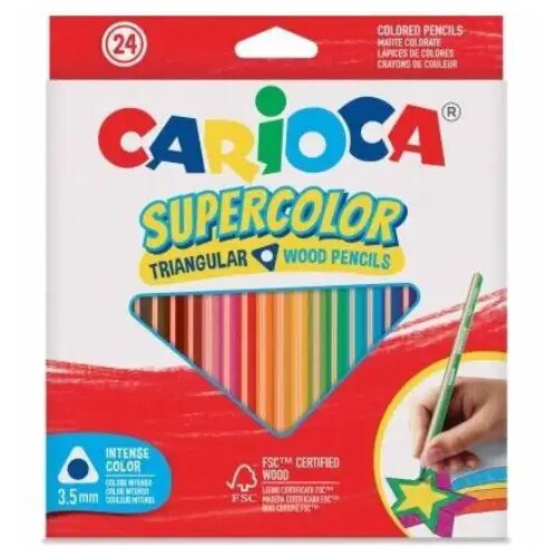 Carioca 24-delni komplet barvnih svinčnikov trikotne oblike SuperColor - Cene