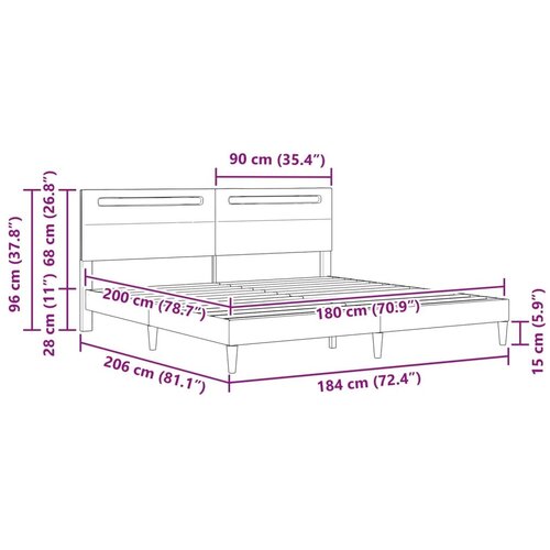  Okvir za krevet Crna 180 x 200 cm Umjetna koža - 180 x 200 cm Slike