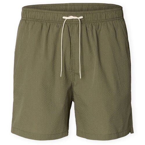 Selected Kratke hlače & Bermuda Cooper-Seersucker Swim Trunks - Deep Lichen Green Zelena Cene