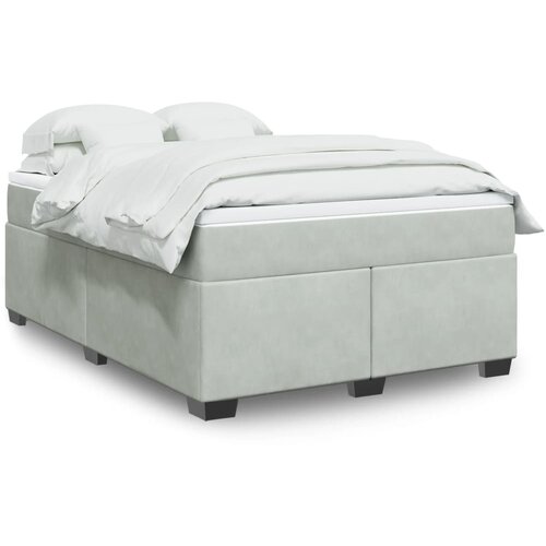 VidaXL Krevet s oprugama i madracem svjetlosivi 140x190 cm bar&amp;scaron;unasti Slike