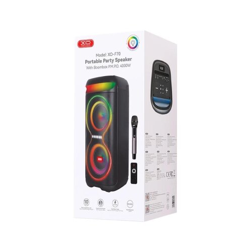 XO bluetooth speaker + karaoke mic F70 rgb black 40W Slike