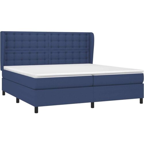  Krevet s oprugama i madracem plavi 200 x 200 cm od tkanine Slike