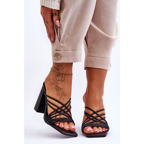 Kesi High heel slippers with straps Black Beckie Cijene
