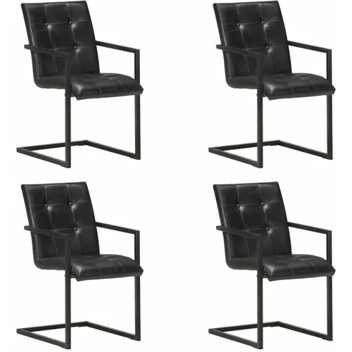  Konzolne blagovaonske stolice od prave kože 4 kom crne