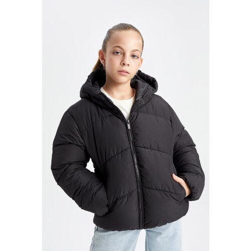 Defacto Girls Water Repellent Windproof Hooded Pocket Zippered Puffer Jacket Slike