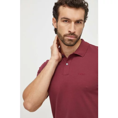 Boss Pamučna polo majica boja: bordo, bez uzorka