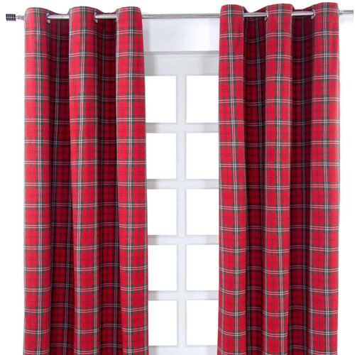 HOMESCAPES Edward Tartan Check Ready Made Eyelet zavese, par, 137x182 cm, padec, (20749700) Cene