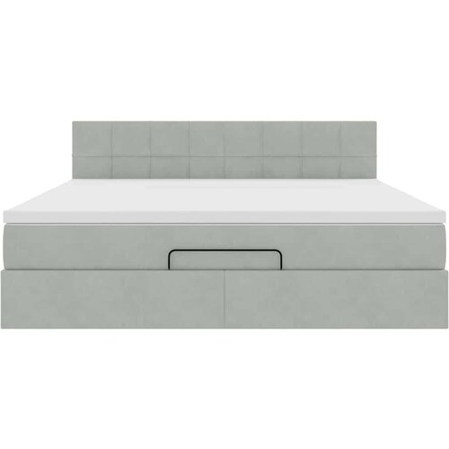  Otomanski krevet s madracem svijetlosivi 180x200 cm bar&amp;scaron;unasti Slike