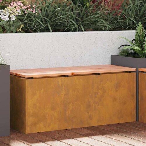 VidaXL Vrtna klop Rjav 100 x 40 x 43 cm Odporno jeklo Slike