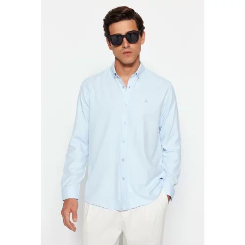 Trendyol Blue Men's Regular Fit Shirt with Embroidery Detail