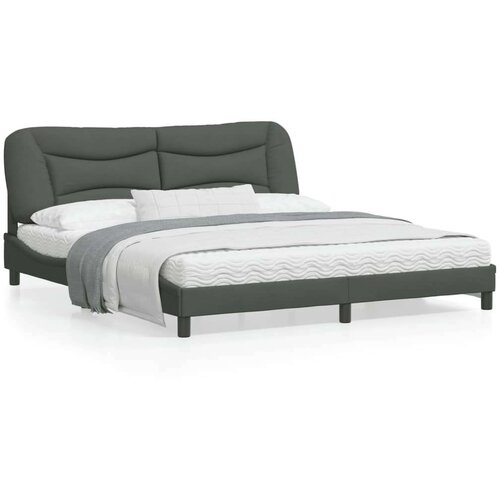  Okvir kreveta s LED svjetlima tamnosivi 180 x 200 cm od tkanine Slike