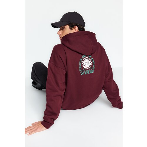 Trendyol Brown Men&amp;#039;s Oversize Mystical Printed Sweatshirt with a Soft Pile inner Slike