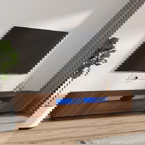 The Living Store Komplet TV omaric LED 2-delni rjav hrast inženirski les - Komplet TV Omaric, (21374318) Slike