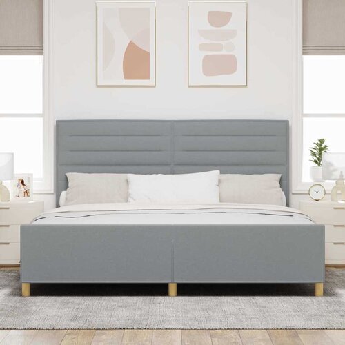  Krevetna konstrukcija Svjetlosiva 200 x 200 cm tkanina Slike